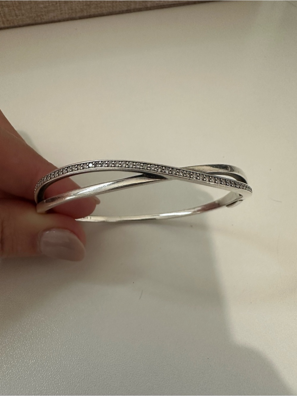 Pandora Entwined Sterling Silver CZ Bangle Bracelet Retired 590533CZ